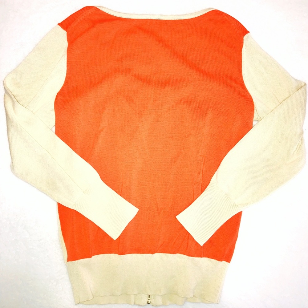 Orange & Beige ColorBlock Zip Cardigan - Picture 3 of 4